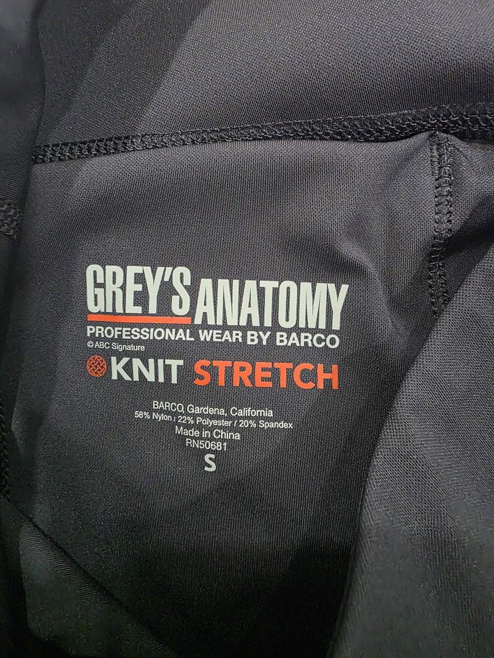 Grey's Anatomy Black Knit Stretch Scrub Set